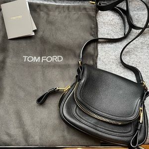 TOM FORD Mini Jennifer - black leather/gold hardware